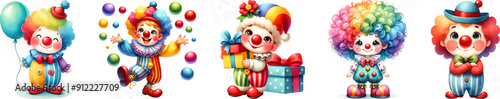 Clown cute for decoration, watercolor illustration.