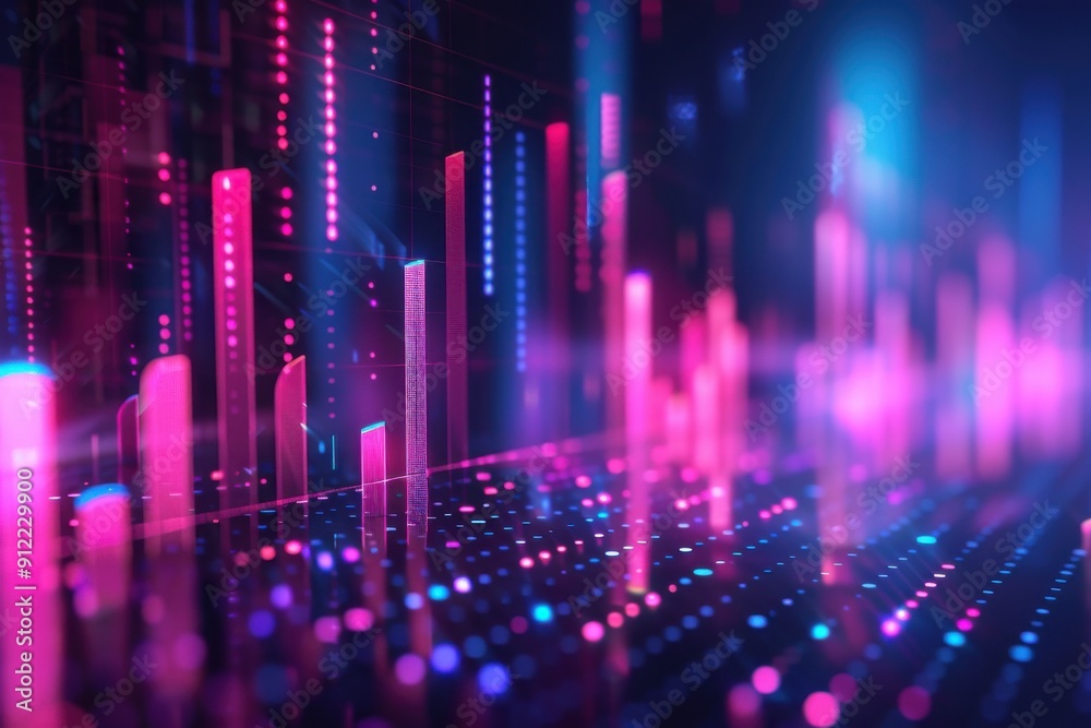 A colorful, abstract image of buildings and lights A colorful, abstract image of buildings and lights