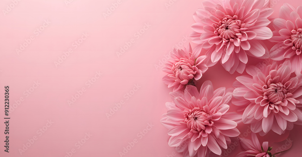 Fototapeta premium Pink Chrysanthemum flower isolated on pink background design with copy space design