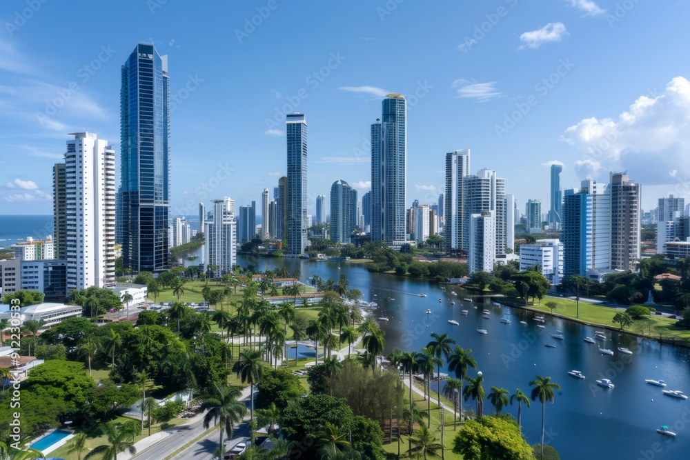 Fototapeta premium A city stay with a convenient location, offering easy access to urban attractions and essential services