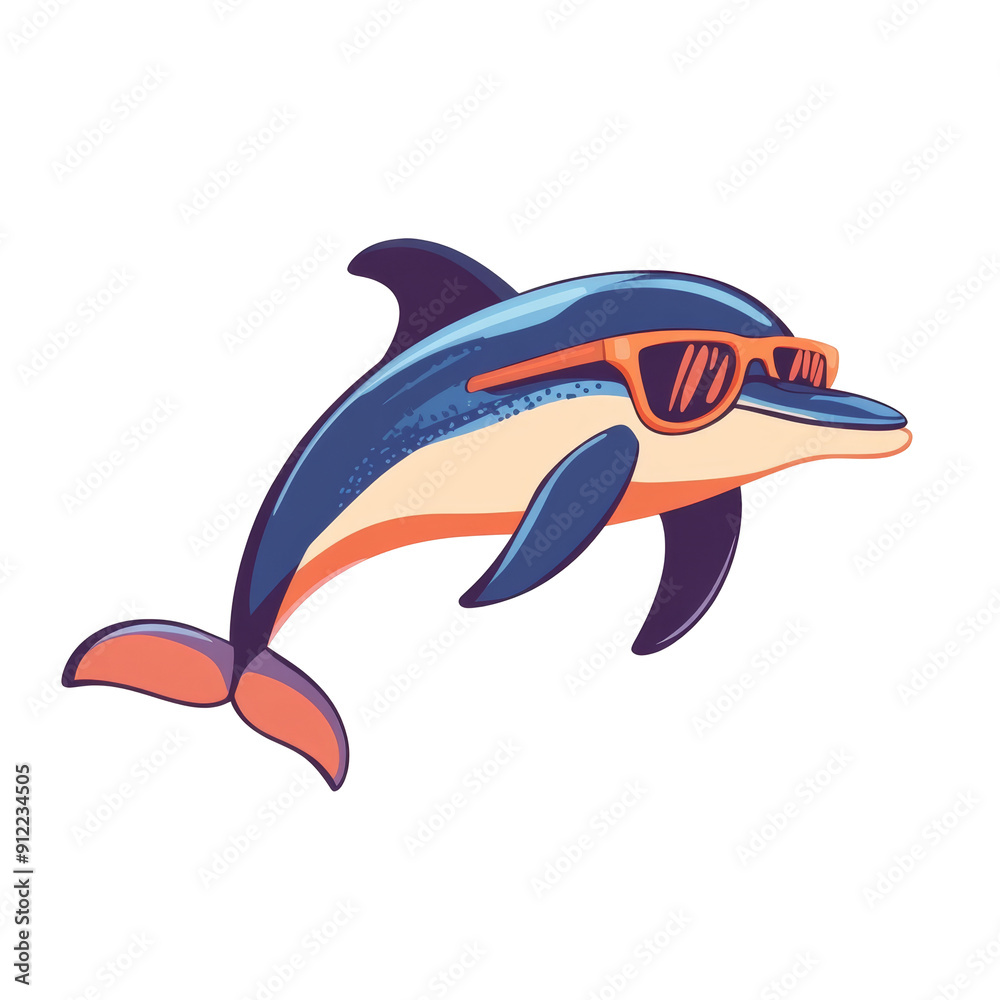 Cartoon dolphin wearing sunglasses, isolated on black background. Cartoon dolphin wearing sunglasses, isolated on black background.