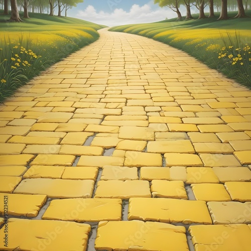 Yellow brick road, a wizard of oz themed background
