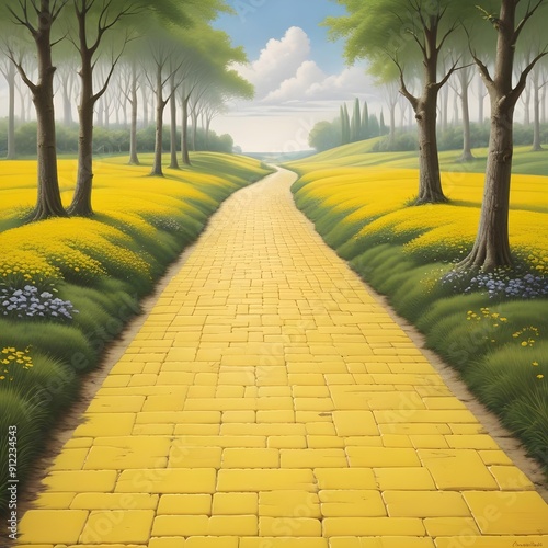 Yellow brick road, a wizard of oz themed background