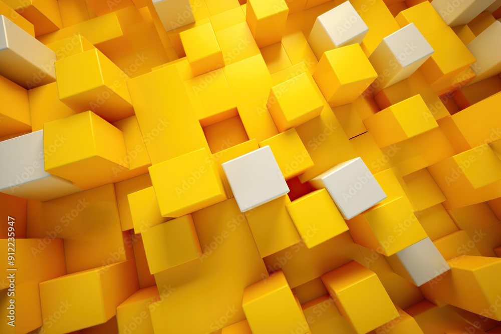 Abstract Yellow Geometric Composition with White Elements Abstract Yellow Geometric Composition with White Elements