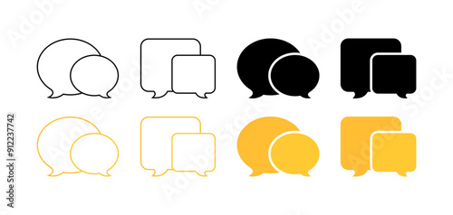 Message bubble set icons. Flat and silhouette style. Vector icons.
