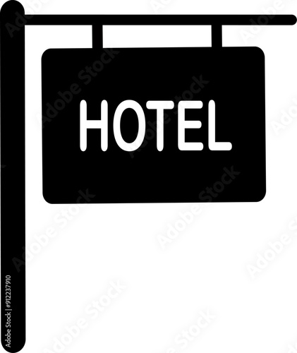 Hotel signboard icon. Replaceable vector design.