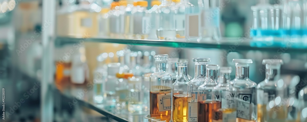 Test Tubes in Chemistry Lab Close Up