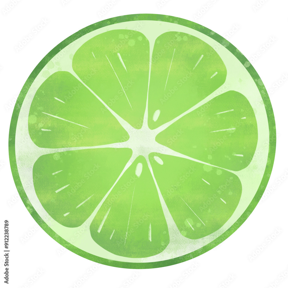 Thinly sliced green lime. Thinly sliced green lime.