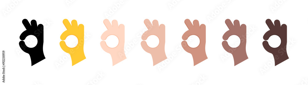 OK Gesture set icons. Silhouette and flat style. Vector icons. OK Gesture set icons. Silhouette and flat style. Vector icons.