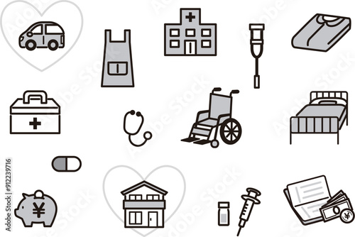 保険に関するアイコンのセット