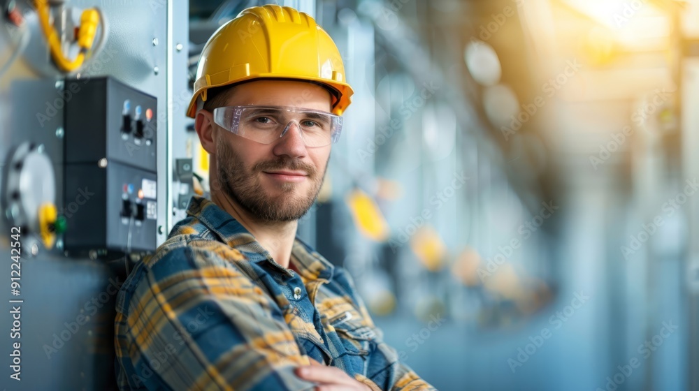 Confident Engineer in Hard Hat Smiling Confident Engineer in Hard Hat Smiling