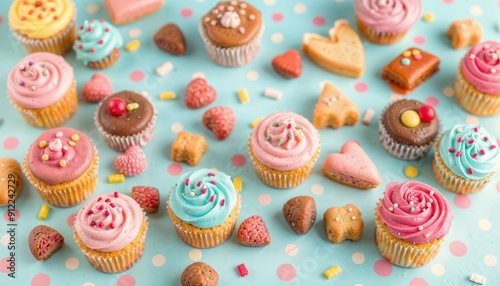 Playful Pastry Paradise: Bright Cupcakes and Cheerful Patterns