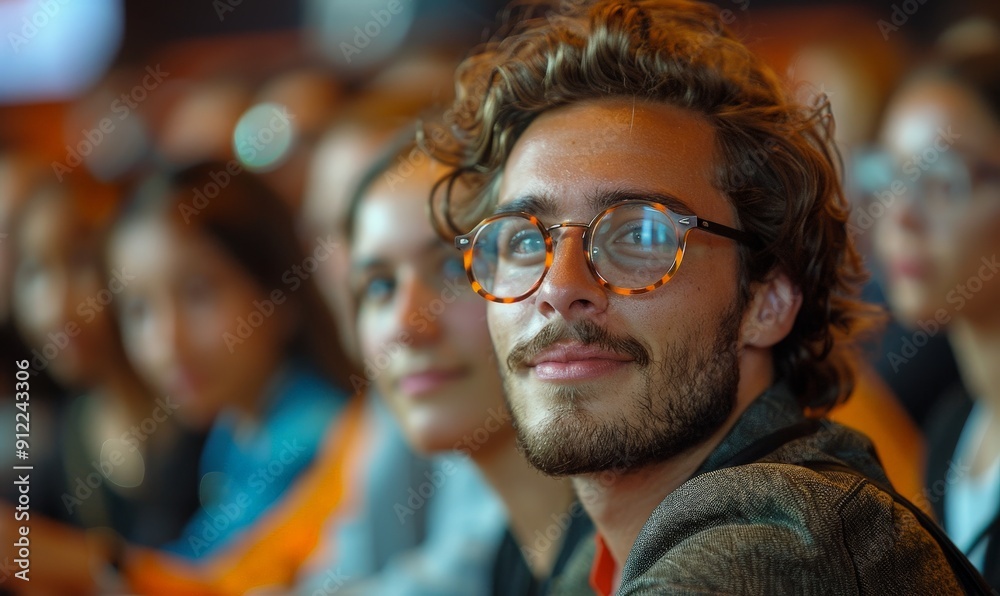 A group of people in a motivational seminar, listening attentively and taking notes A group of people in a motivational seminar, listening attentively and taking notes