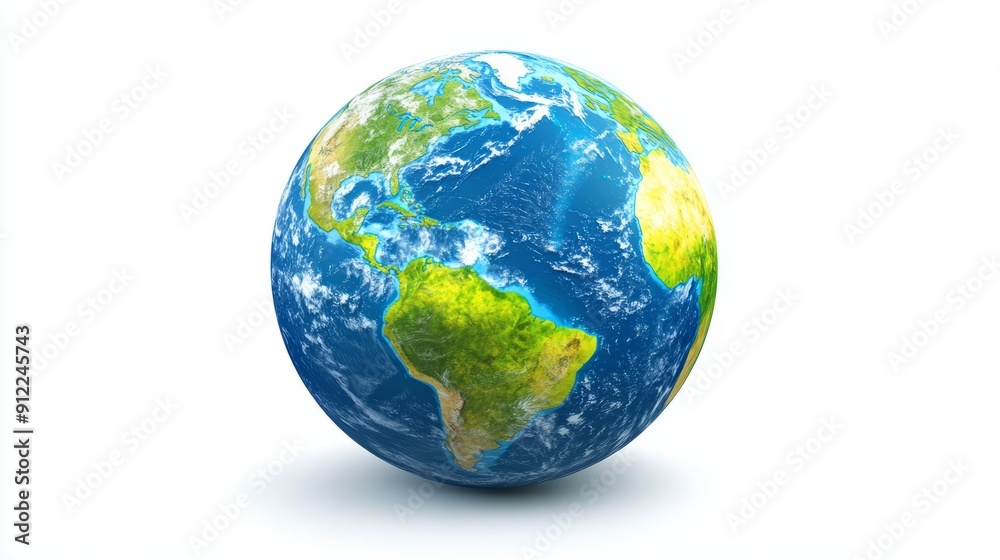 Detailed 3D Earth Globe: Blue & Green Map - High Resolution Image Detailed 3D Earth Globe: Blue & Green Map - High Resolution Image