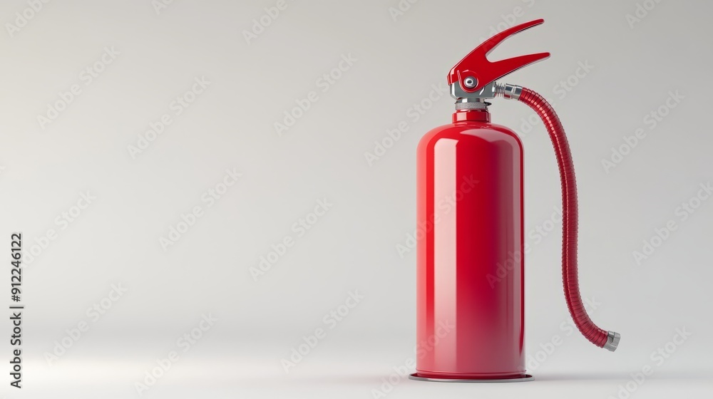 Obraz premium 3D Bright Red Fire Extinguisher Isolated on White Background - Stock Image