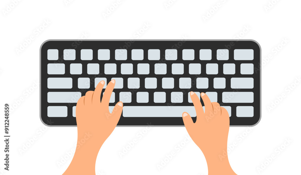 Keyboard Hand Typing Work Vector Illustration Keyboard Hand Typing Work Vector Illustration