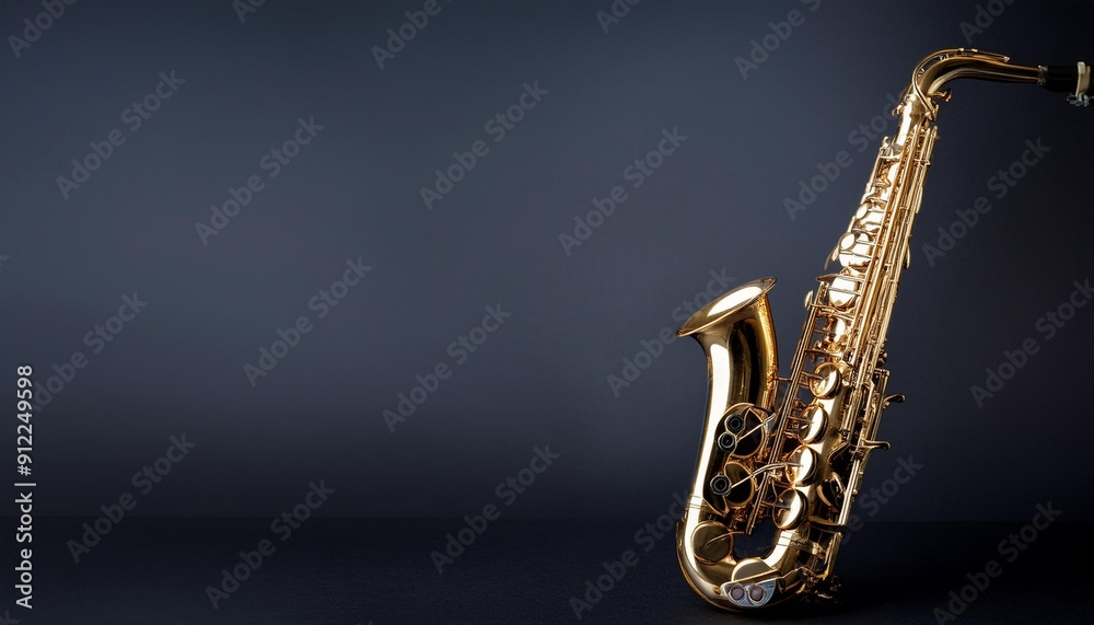 Obraz premium An Instrument - Saxophone Instrument Standing On a Clean Background. Beauty Photo.