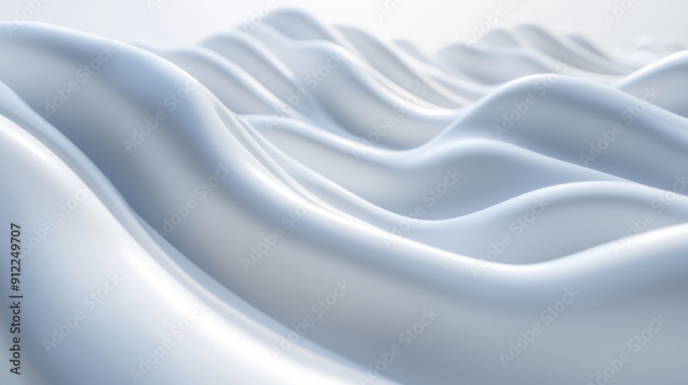 Fototapeta premium 3D White Abstract Wave Structures: Minimalist & Futuristic Design