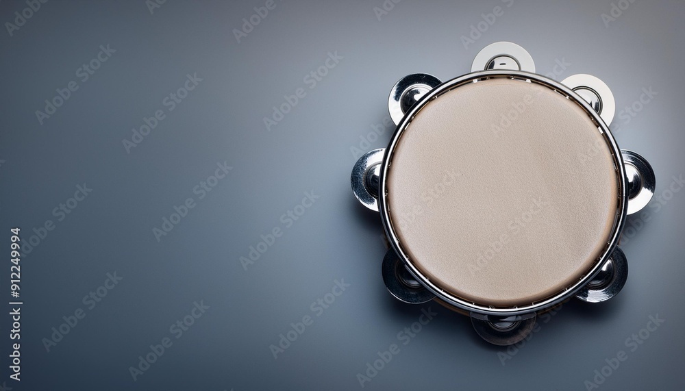 Fototapeta premium An Instrument - Tambourine Instrument Standing On a Clean Background. Beauty Photo. 