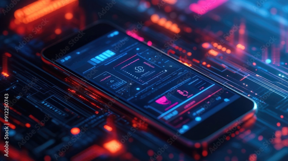 Fototapeta premium Modern Fintech App on Smartphone - Banking Interface with User-Friendly Design