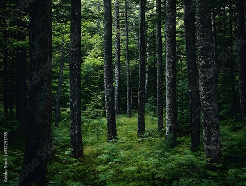Dark Green Forest Trees, Illustration