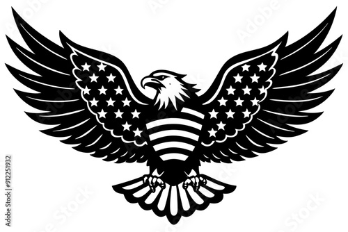 Eagle with usa flag vector art, t-shirt vector graphic