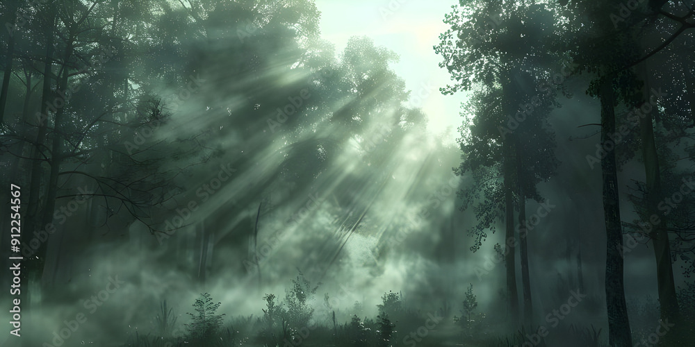 Heavy mist in forest background Heavy mist in forest background