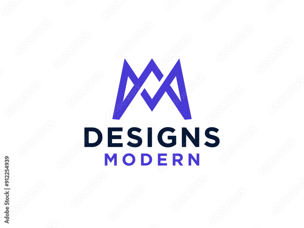 Fototapeta premium Abstract Initial Letter M Logo. Rounded Style with Connected Line. Usable for Business, Science and Technology Logos.