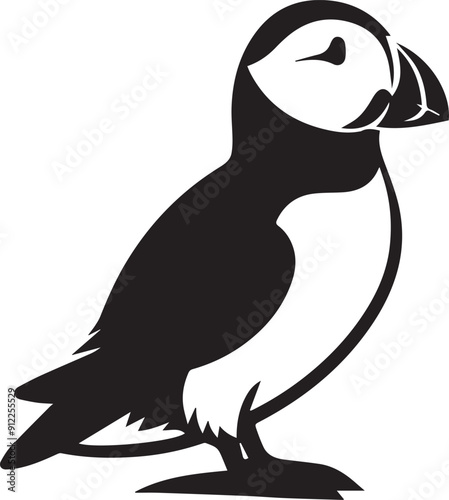 Puffin vector silhouette illustration