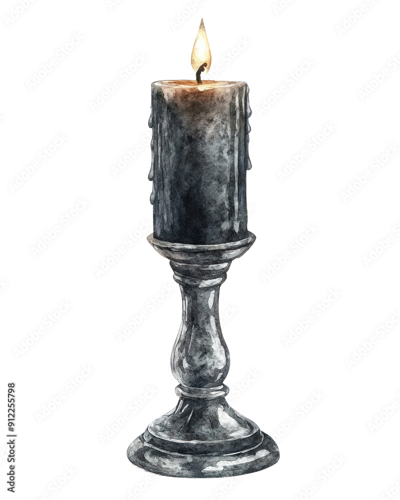 Fototapeta premium haunted evil scary candlestick clip art watercolor illustration