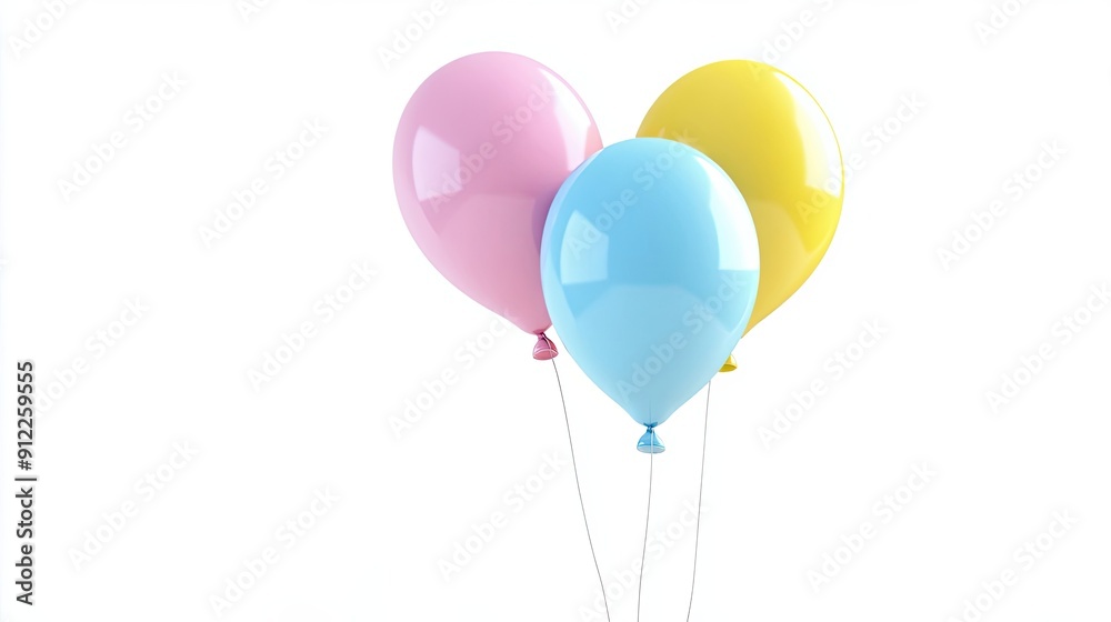 Three Balloons in Pink, Blue, and Yellow Three Balloons in Pink, Blue, and Yellow
