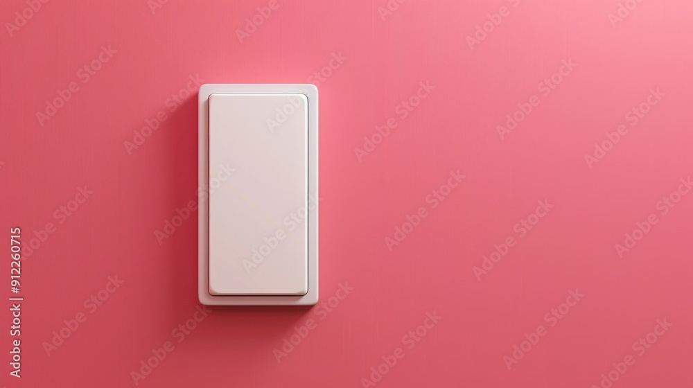 A single white switch mounted on a pink wall A single white switch mounted on a pink wall