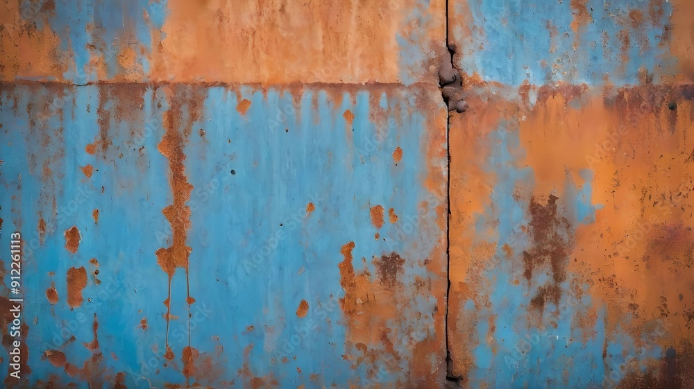 Rusty orange blue steel wall texture. Grunge metal background Rusty orange blue steel wall texture. Grunge metal background