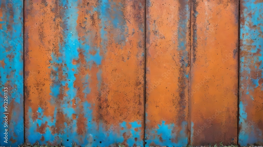 Rusty orange blue steel wall texture. Grunge metal background Rusty orange blue steel wall texture. Grunge metal background