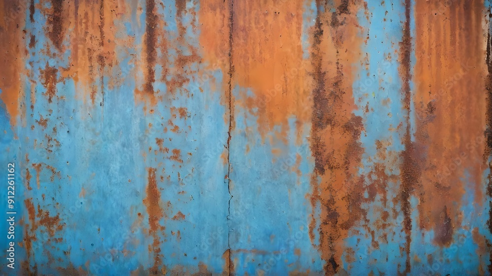 Rusty orange blue steel wall texture. Grunge metal background Rusty orange blue steel wall texture. Grunge metal background