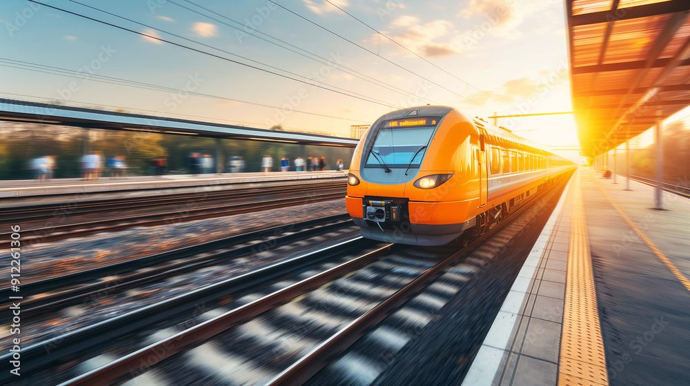 Fototapeta premium Speed and Efficiency, High-Speed Train Captures the Essence of Modern Travel