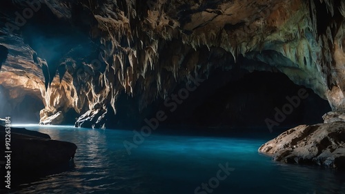 echoing footsteps in a vast deep cave background backdrop photo