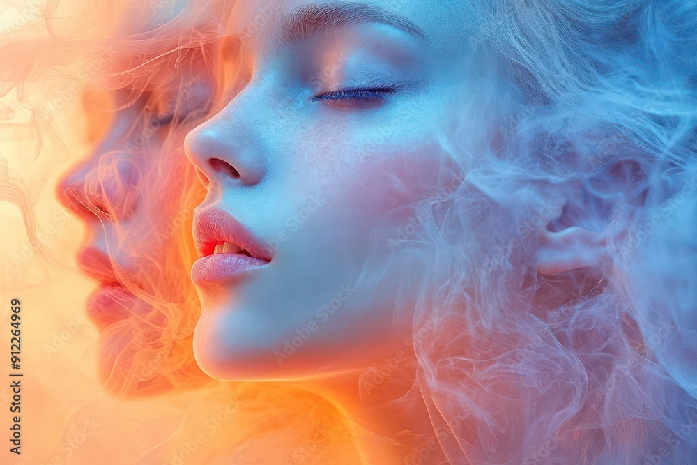 ethereal portrait series depicting translucent overlapping faces soft dreamy color palette evokes spiritual realm expressions convey range of emotions symbolizing collective human experience ethereal portrait series depicting translucent overlapping faces soft dreamy color palette evokes spiritual realm expressions convey range of emotions symbolizing collective human experience