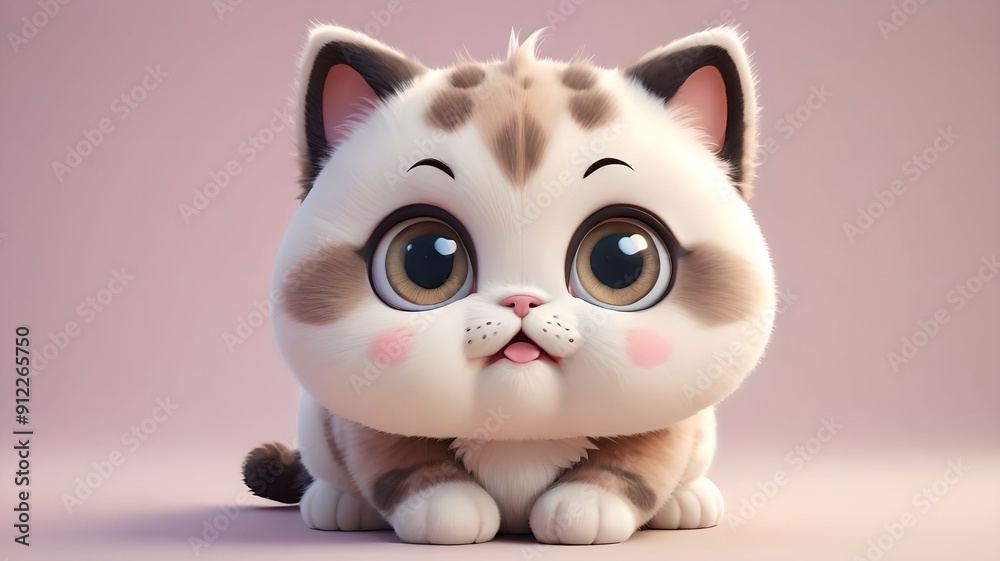 Cartoon character cute kitten with big eyes Cartoon character cute kitten with big eyes