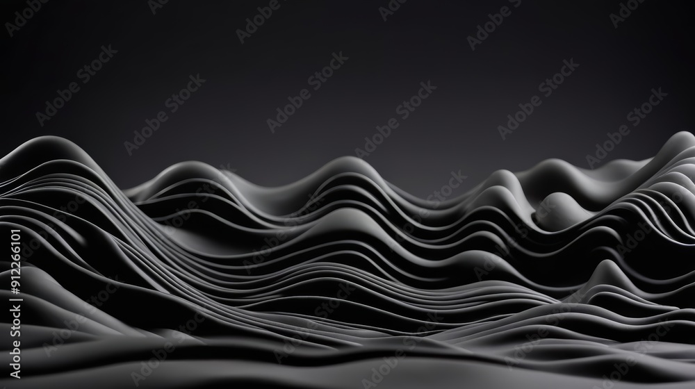 Obraz premium Abstract Black and White Wavy Lines
