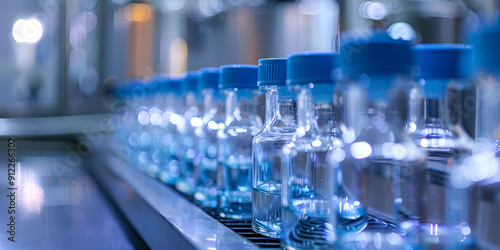 Organized Line-Up of Laboratory Bottles Featuring Chemical Containers for Scientific Research, High-Resolution Image of Chemical Bottles in a Modern Laboratory Setting