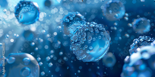  Detailed Close-Up of Water Droplets Illustrating Complex Molecular Interactions, High-Resolution Image of Water Droplets for Advanced Biochemical and Physics Research