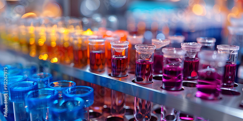 High-Tech Laboratory Featuring Colorful Chemical Test Tubes, Advanced Scientific Research with Diverse Chemical Reagents