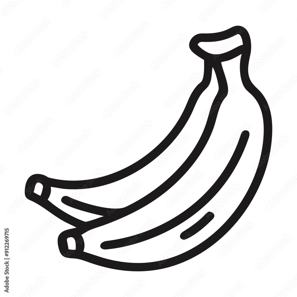 Black and white line drawing of two bananas. Vector illustration Black and white line drawing of two bananas. Vector illustration