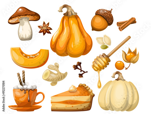 set of pumpkins