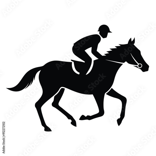 male Horse racing, up on grass, vector silhouette (24)