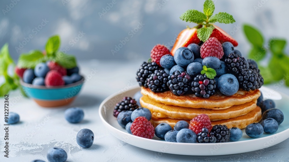 Delicious Pancakes with Fresh Berries Delicious Pancakes with Fresh Berries