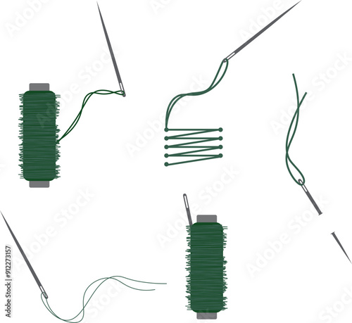 sewing needle with thread vector illustration isolated