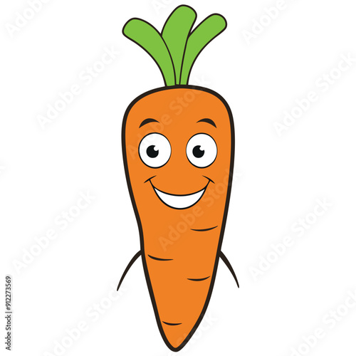 a funny smiling carrot carton character, strock vector illustration,  