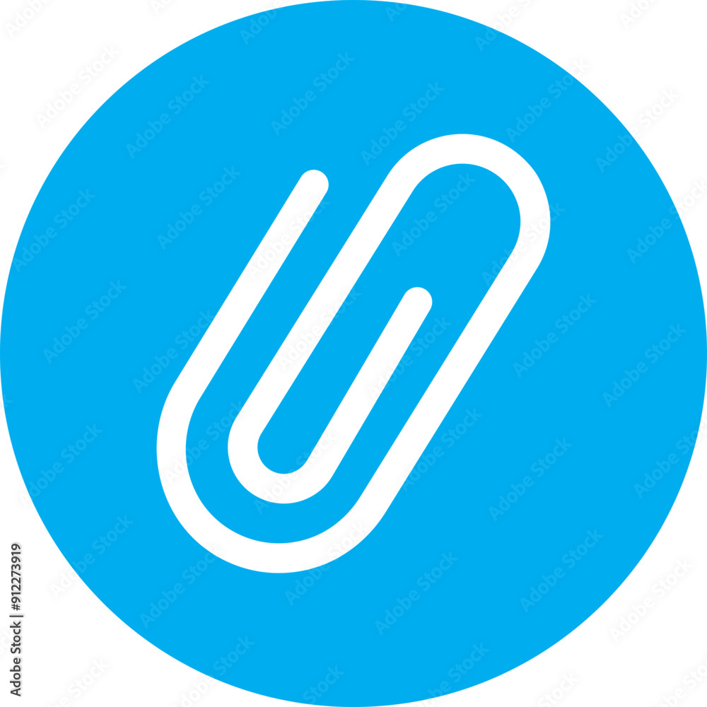 Link icon. Attached blue link file, paperclip illustration isolated on transparent background. Internal web page URL icon, attachment document. Office paper clip symbol. Chain thick line vector sign. Link icon. Attached blue link file, paperclip illustration isolated on transparent background. Internal web page URL icon, attachment document. Office paper clip symbol. Chain thick line vector sign.